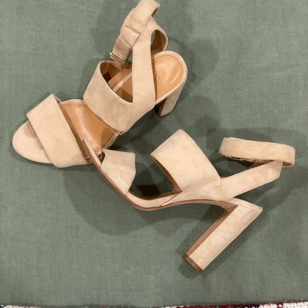 Beige Strappy Block Heel Sandals